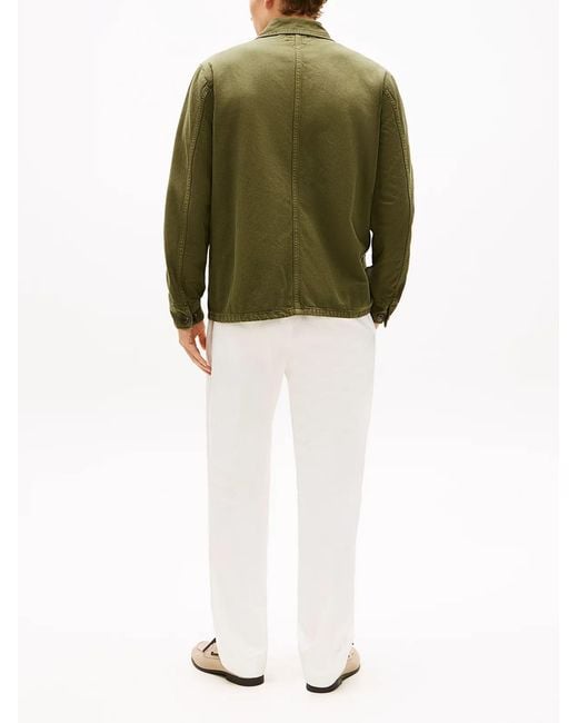 Tommy Hilfiger Green Boxy Flag Detail Workwear Jacket for men