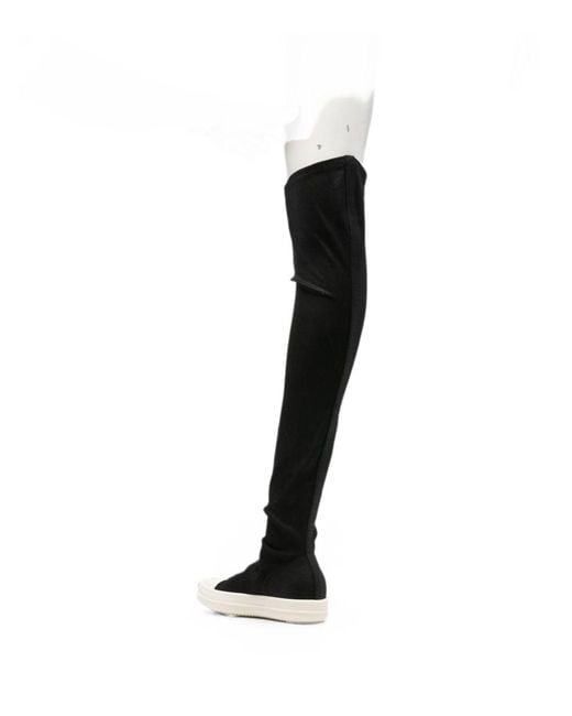 Rick Owens Black Over-The-Knee Denim Boots