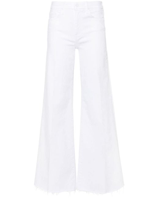 Mother White The Roller Fray Flared Jeans