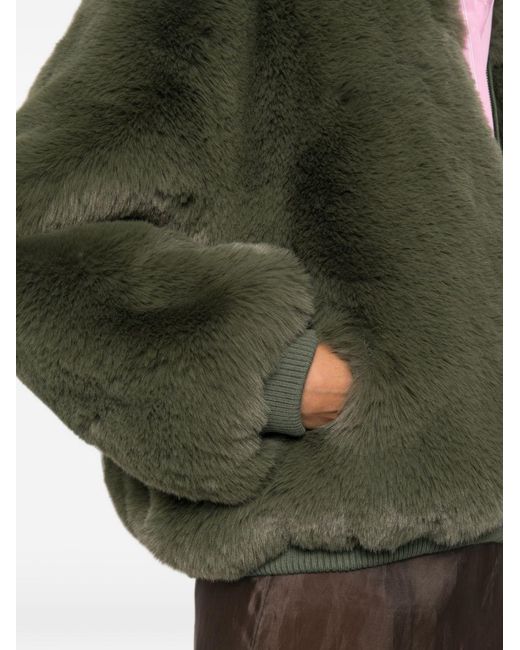 Frankie Shop Green Senna Faux Fur Jacker