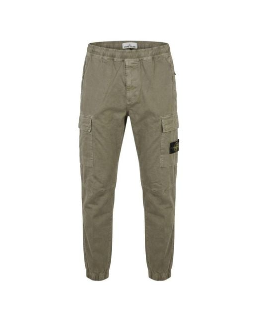 Stone Island Gray Cotton Cargo Trousers for men