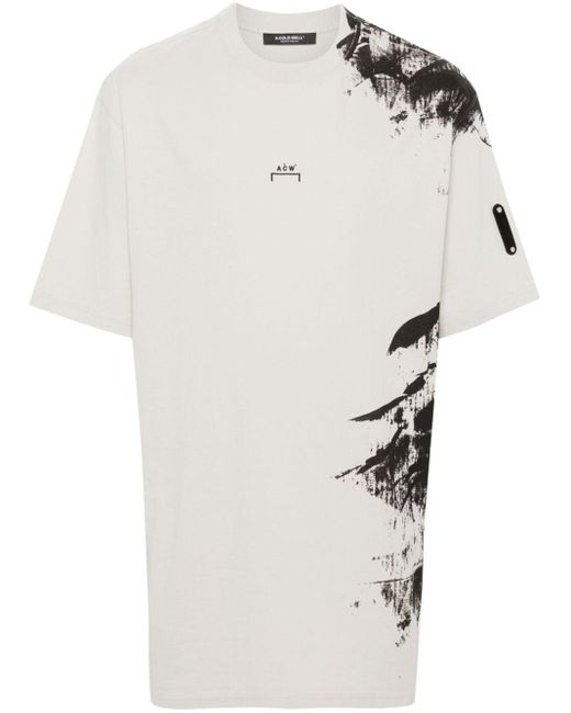 A_COLD_WALL* White Painterly-print Cotton T-shirt for men