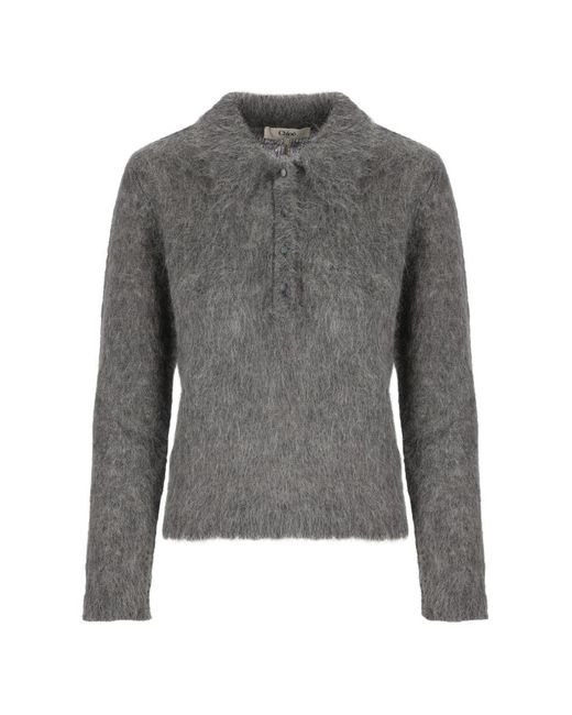 Chloé Gray Wool Polo Shirt