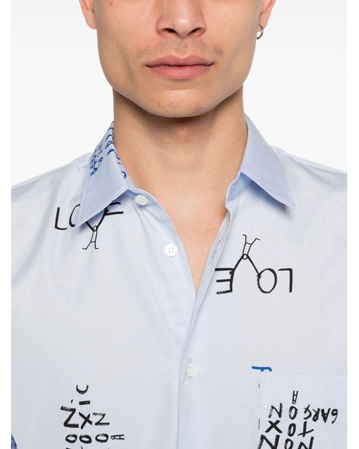 Comme des Garçons Blue Shirt With All-Over Print for men