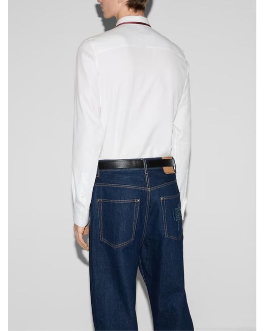 Gucci White Oxford Shirt With Web Tape for men