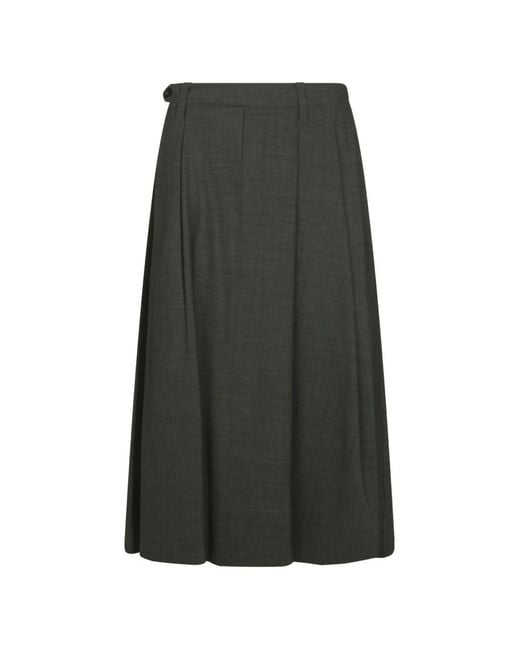 Brunello Cucinelli Gray Wool Blend Midi Skirt
