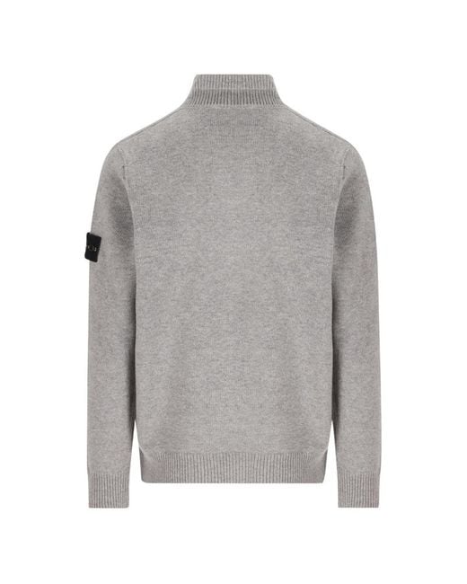Stone Island Gray Wool Turtle-Neck Sweater for men