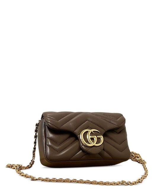 Gucci Brown Gg Marmont Leather Mini Bag
