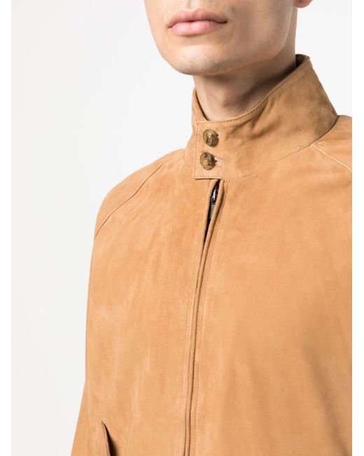 Baracuta Brown Zip-up Suede Leather Jacket for men