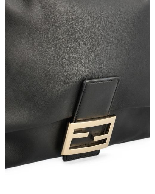 Fendi Black Baguette Large Leather Shoulder Bag