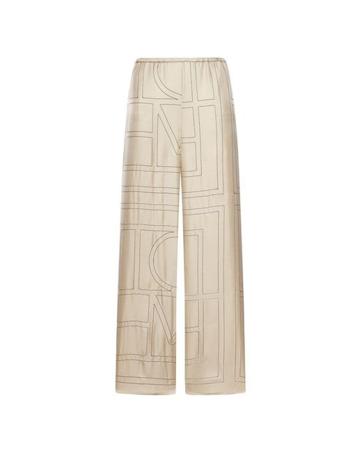 Totême  Natural Monogram Silk Pajama Trousers
