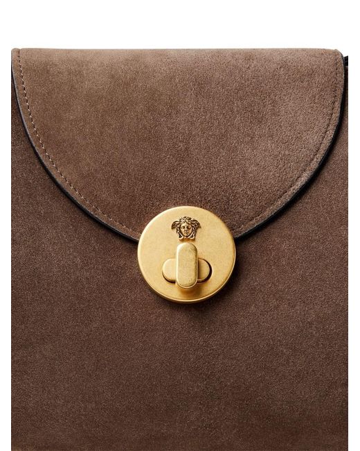 Versace Brown Vivian Suede Leather Shoulder Bag