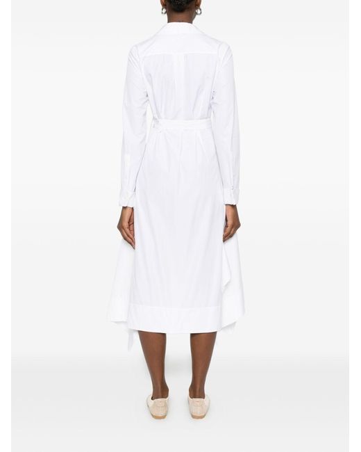 Loewe White Cotton Draped Dress