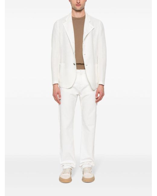 Emporio Armani White Knitted Single-breasted Jacket for men