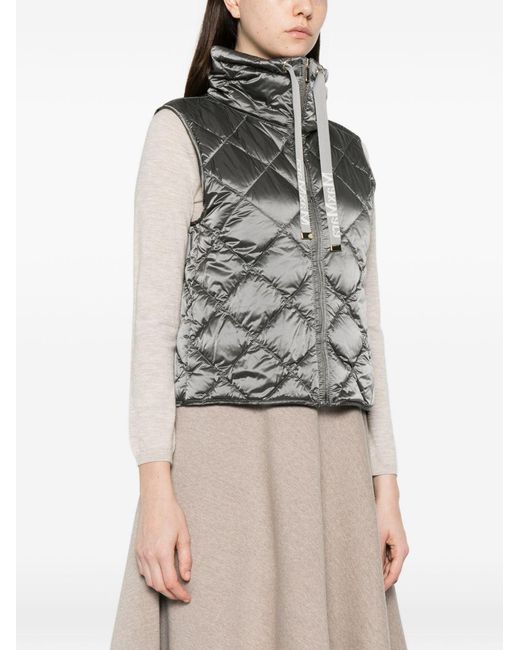 Max Mara Gray Quilted Down Vest