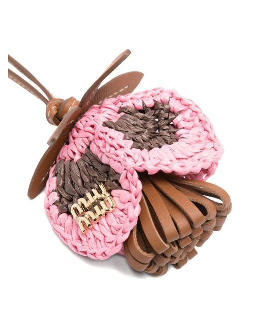 Miu Miu Pink Crochet Flower Charm