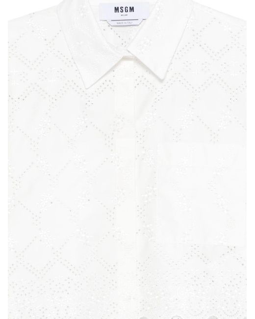 MSGM White Cropped Shirt