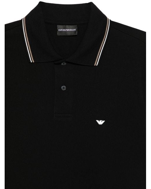 Emporio Armani Black Logo Cotton Polo Shirt for men