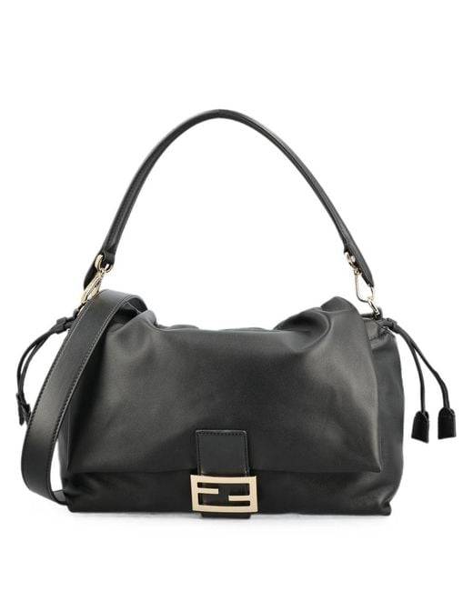 Fendi Black Baguette Large Leather Shoulder Bag