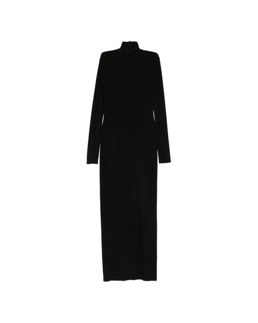 Norma Kamali Black Turtle-Neck Long Dress