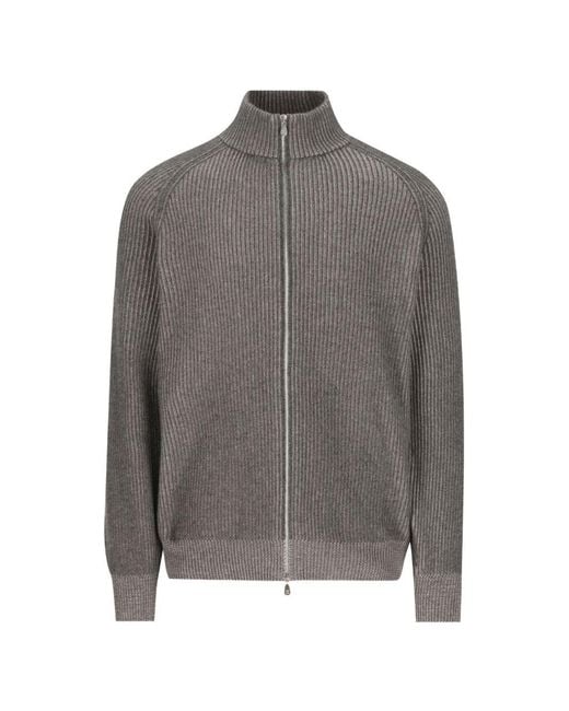 Brunello Cucinelli Gray Cashmere Cardigan for men