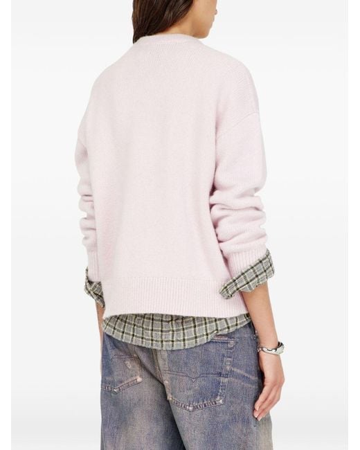 DIESEL Pink Logo Wool Blend Sweater