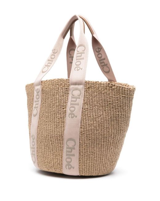 Chloé Natural Woody Large Rafia Tote
