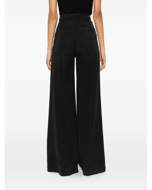 Via Masini 80 Black Linen Blend Trousers