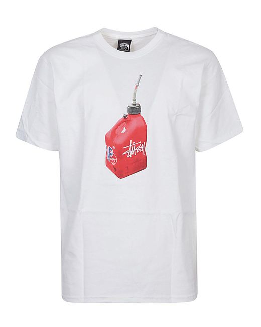 T-shirt In Cotone Stampata di Stussy in White da Uomo