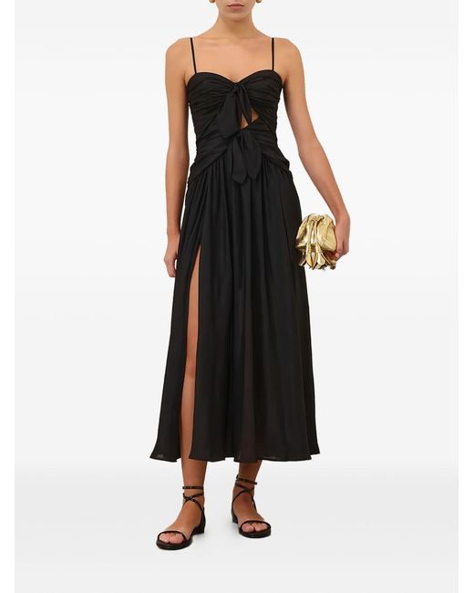 Zimmermann Black Aster Silk Midi Dress