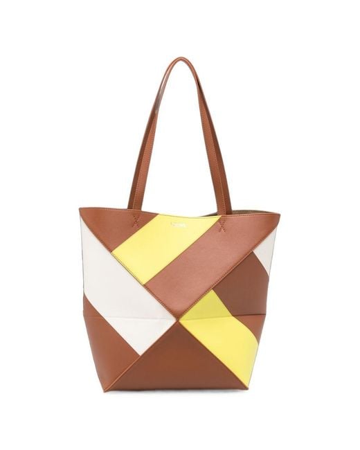 Loewe Brown Puzzle Fold Graphic Medium Tote