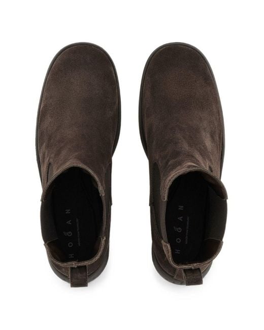 Hogan Brown H724 Leather Chelsea Boots