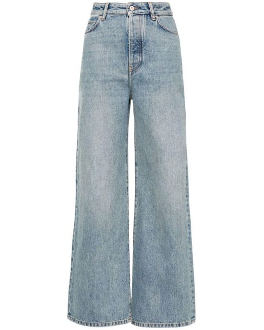 Jeans In Denim A Vita Alta di Loewe in Blue