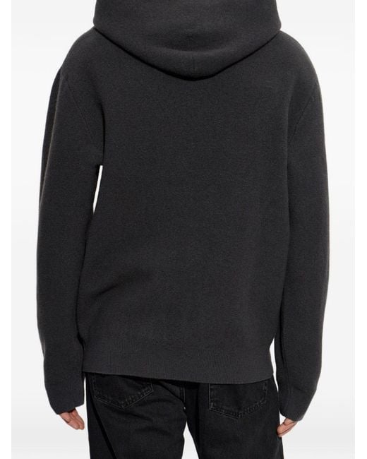 Lemaire Black Cashmere Hooded Sweater for men