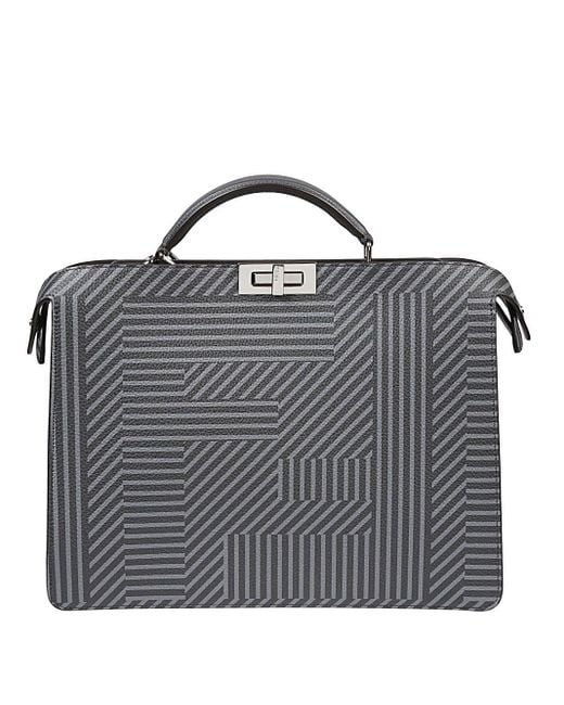 Fendi Gray Handbag With Logo for men