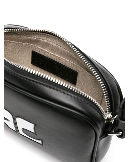 Courreges Black Logo-Appliqué Leather Shoulder Bag