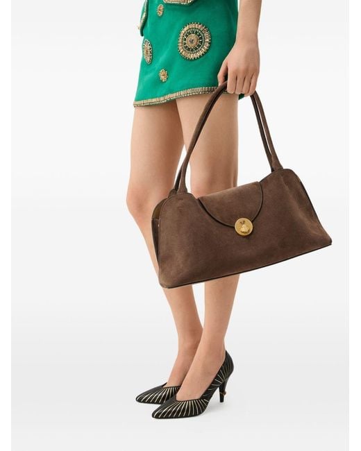 Versace Brown Vivian Suede Leather Shoulder Bag