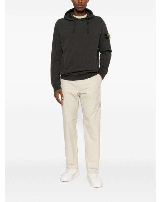 Stone Island Black Cotton Hoodie for men