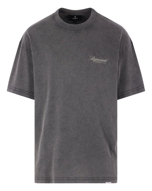 Represent Gray Owners Club Script T-Shirt for men