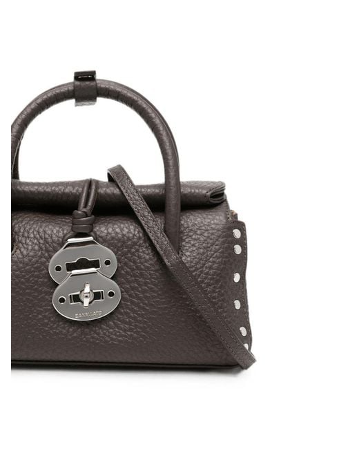 Zanellato Black Dotta Centauro Baby Leather Handbag