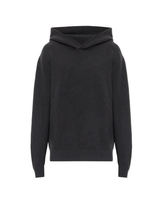 Lemaire Black Cashmere Hooded Sweater for men