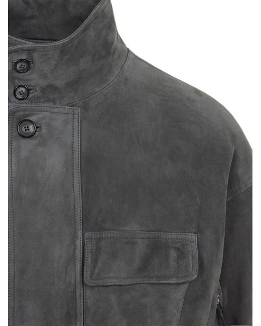 Giorgio Armani Gray Suede Leather Jacket for men