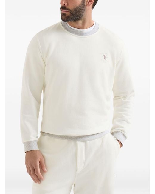 Brunello Cucinelli White Logo Cotton Sweatshirt for men