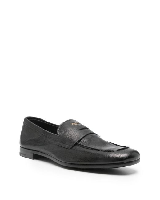 Prada Gray Leather Loafers for men