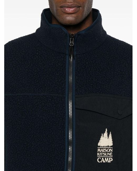Maison Kitsuné Blue Fleece Zipped Vest for men
