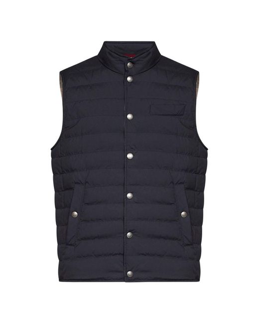 Brunello Cucinelli Blue Padded Vest Nylon for men