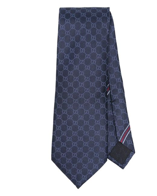 Gucci Blue Double G Pattern Tie for men
