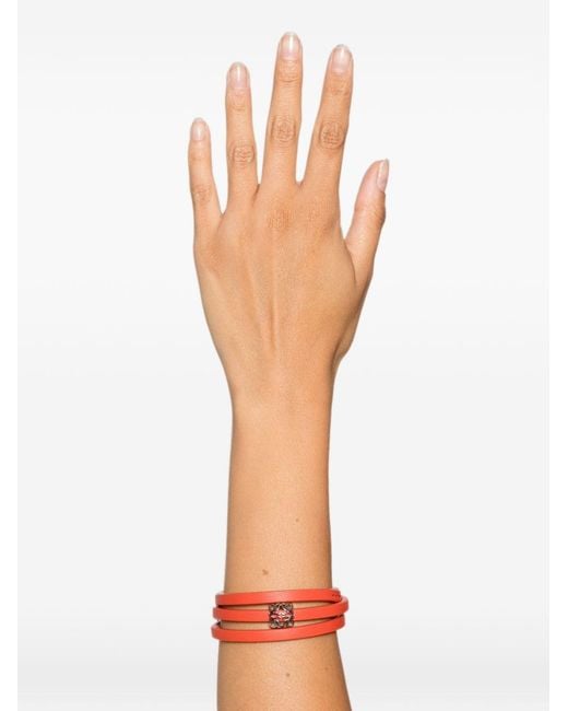 Loewe Red Anagram Bombé Leather Bracelet