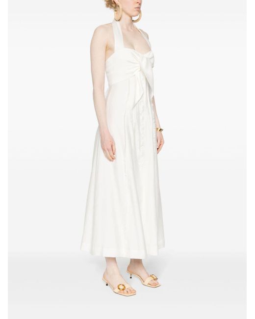 Cult Gaia White Halterneck Textured Maxi Dress
