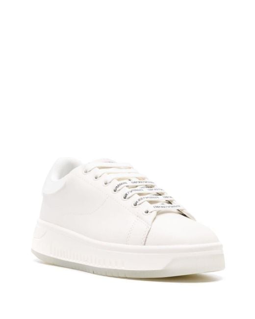 Emporio Armani White Logo Leather Sneakers